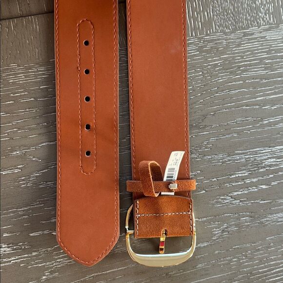 Ann Taylor Brown Suede Leather WIDE Belt Gold-Tone Buckle Women’s Size XS/S NWT - Picture 3 of 12